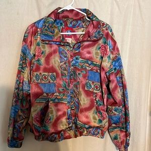 Active Studio Vintage 80's wind breaker bomber jacket pockets floral Size M